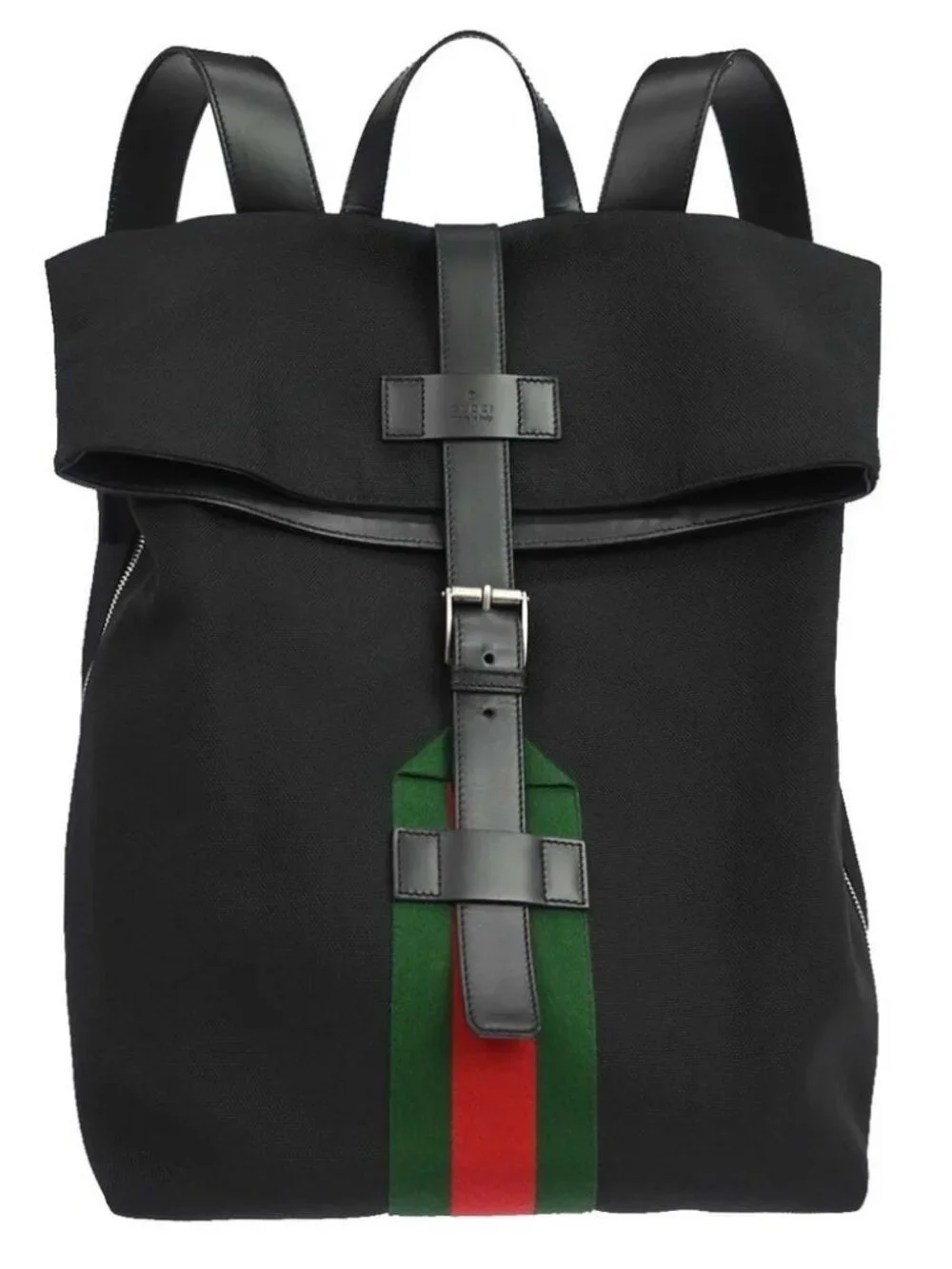 Gucci Black Techno Canvas Web Fold Over Backpack